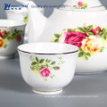 Rosa blanca del oro de la porcelana La tetera oriental asiática fijó como sistemas de té de la tetera del regalo / de la vendimia para la boda